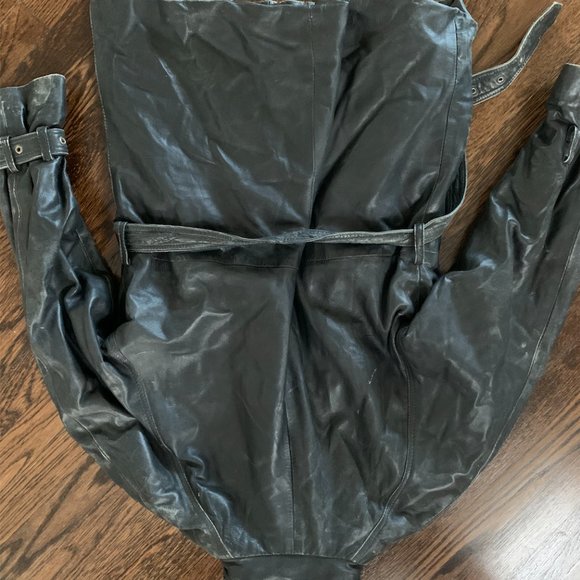 Heavy vintage leather fitted peacoat - Picture 5 of 8